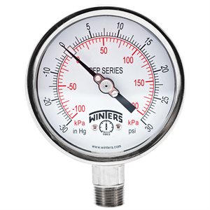 LF / SS 4'' 30'' / 0 / 30 PSI / KPA 1 / 2'' NPT BTM