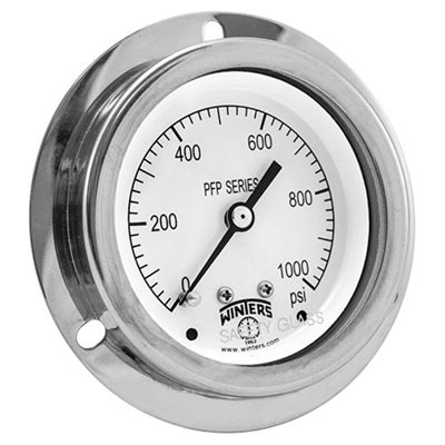 LF / SS 2.5'' 0-1,000 PSI, 1 / 4'' NPT LOWER BACK, FF, NO RESTRICTOR