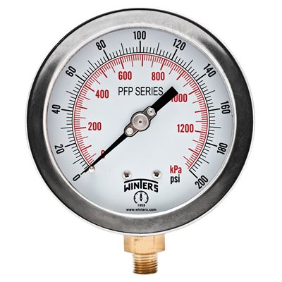 LF / BR 4'' 0-200 PSI / KPA 1 / 4'' NPT BOTTOM