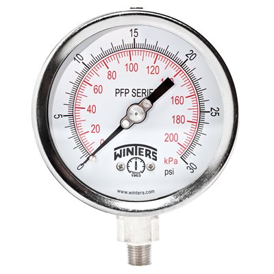 LF / SS 4'' 0-30 PSI / KPA 1 / 4'' NPT BOTTOM