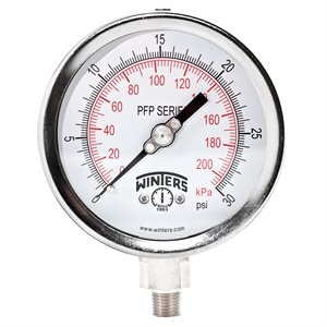 LF / SS 4'' 0-30 PSI / KPA 1 / 4'' NPT BOTTOM