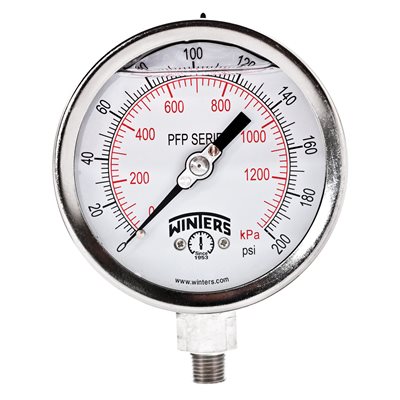 LF / SS 4'' 0-200 PSI / KPA 1 / 4'' NPT BOTTOM