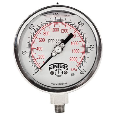 LF / SS 4'' 0-300 PSI / KPA 1 / 4'' NPT BOTTOM
