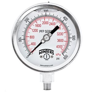 LF / SS 4'' 0-600 PSI / KPA 1 / 4'' NPT BOTTOM