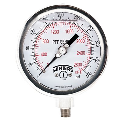 LF / SS 4'' 0-400 PSI / KPA 1 / 4'' NPT BOTTOM