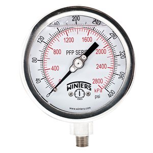 LF / SS 4'' 0-400 PSI / KPA 1 / 4'' NPT BOTTOM