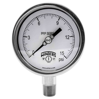 SS 4'' 0-15 PSI 1 / 2'' NPT BOTTOM