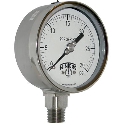 SS 4'' 0-30 PSI 1 / 2'' NPT BOTTOM