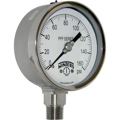 SS 4'' 0-160 PSI 1 / 2'' NPT BOTTOM