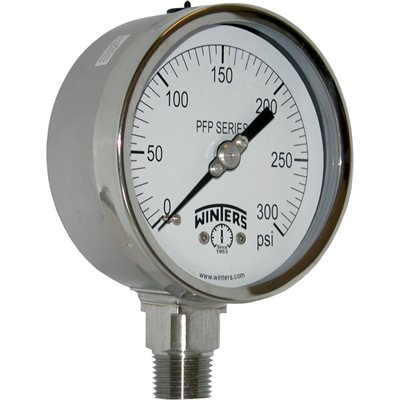 SS 4'' 0-300 PSI 1 / 2'' NPT BOTTOM