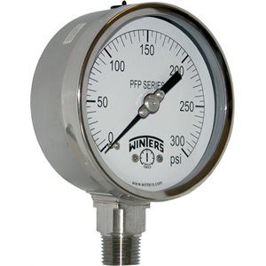 SS 4'' 0-300 PSI 1 / 2'' NPT BOTTOM