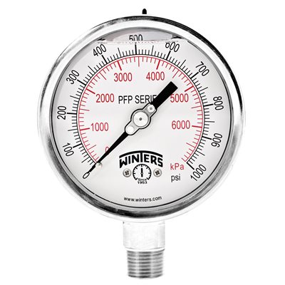 LF / SS 4'' 0-1000 PSI / KPA 1 / 2'' NPT BOTTOM
