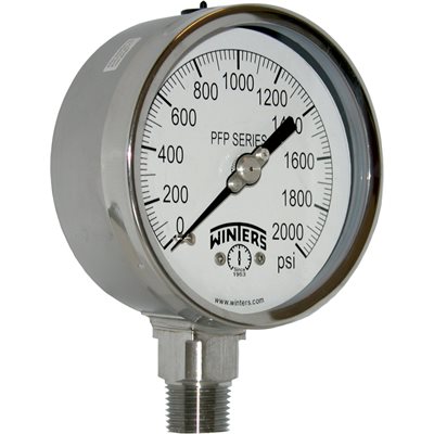 SS 4'' 0-2000 PSI 1 / 2'' NPT BOTTOM