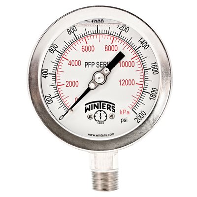 LF / SS 4'' 0-2000 PSI / KPA 1 / 2'' NPT BOTTOM