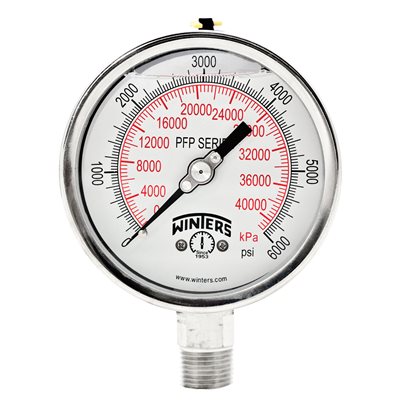LF / SS 4'' 0 / 6000 PSI / KPA 1 / 2'' NPT BOTTOM