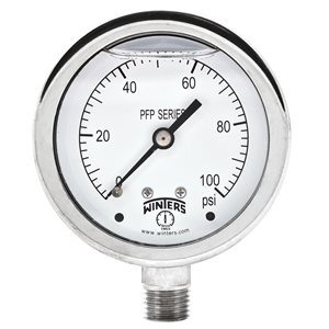 SS 2.5'' 0-100 PSI 1 / 4'' NPT BOTTOM