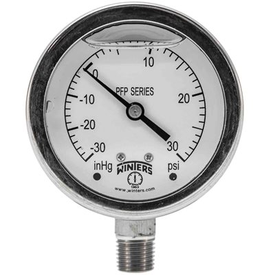 SS 2.5'' 30'' / 0 / 30 PSI 1 / 4'' BOTTOM