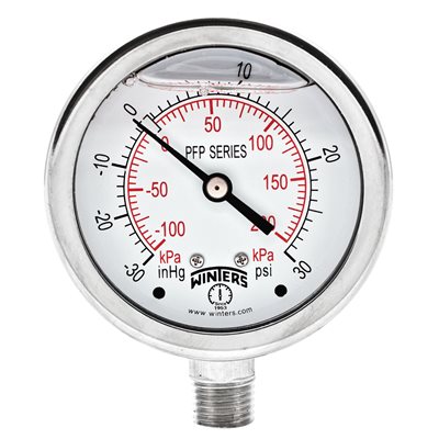 LF / SS 2.5'' 30'' / 0 / 30 PSI / KPA 1 / 4'' BOTTOM