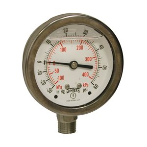 LF / SS 2.5'' 30'' / 0 / 60 PSI / KPA 1 / 4'' BOTTOM