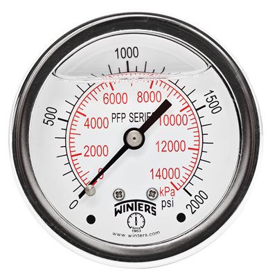 LF / SS 2.5'' 0-2000 PSI / KPA 1 / 4'' NPT BACK