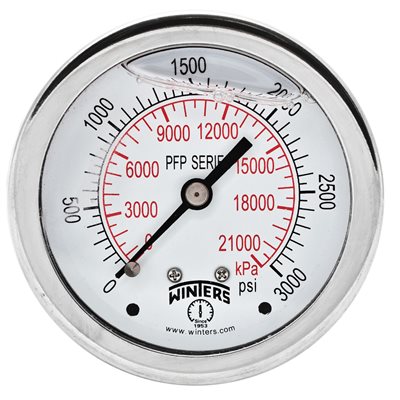 LF / SS 2.5'' 0-3000 PSI / KPA 1 / 4'' NPT BACK