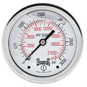 LF / SS 2.5'' 0-3000 PSI / KPA 1 / 4'' NPT BACK