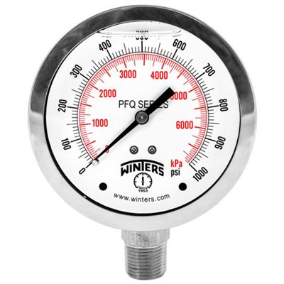 2.5'' QUALITY STABILIZR(tm), 1 / 4''BOTTOM, 0-100 PSI / KPA