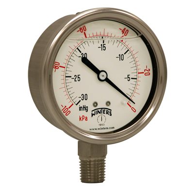 LF / SS 2.5'' 0-30'' VACUUM 1 / 4'' NPT BOTTOM