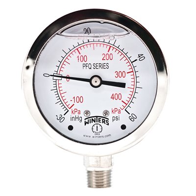 LF / SS 2.5'' 30'' / 0 / 60 PSI / KPA 1 / 4'' BOTTOM