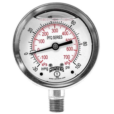 LF / SS 2.5" 30" / 0 / 100 PSI / KPA 1 / 4" BOTTOM