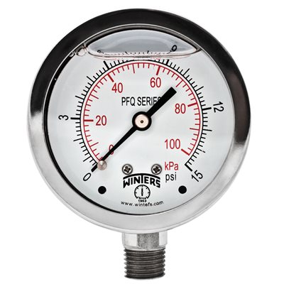 LF / SS 2.5'' 0-15 PSI / KPA 1 / 4'' NPT BOTTOM