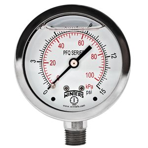 LF / SS 2.5'' 0-15 PSI / KPA 1 / 4'' NPT BOTTOM