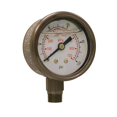 LF / SS 1.5"x1 / 8" NPT BOTTOM 0 / 100 PSI / KPA