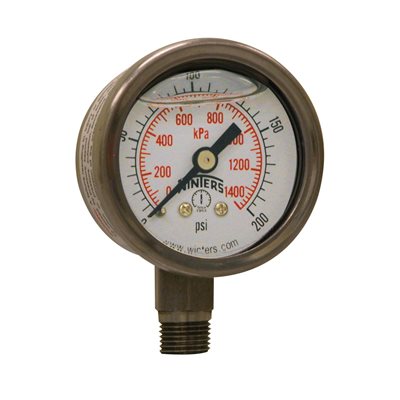 LF / SS 1.5"x1 / 8" NPT BOTTOM 0 / 200 PSI / KPA