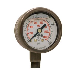 LF / SS 1.5"x1 / 8" NPT BOTTOM 0 / 200 PSI / KPA
