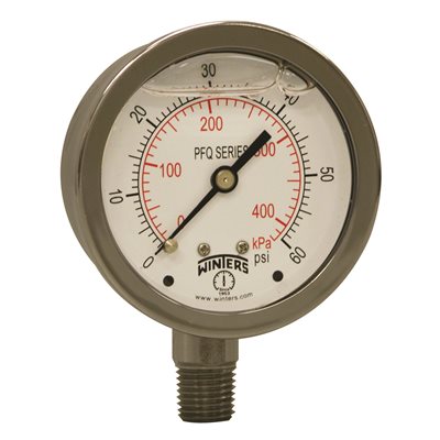 LF / SS 2.5" 0-60 PSI / KPA 1 / 4" NPT BOTTOM