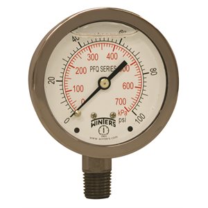 QLF / SS 2.5" 0-100 PSI / KPA 1 / 4" NPT BOTTOM