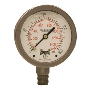 LF / SS 2.5" 0-200 PSI / KPA 1 / 4" NPT BOTTOM