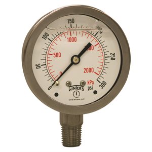 LF / SS 2.5" 0-300 PSI / KPA 1 / 4" NPT BOTTOM