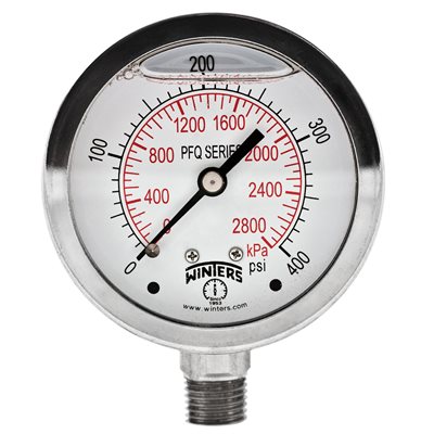 LF / SS 2.5'' 0-400 PSI / KPA 1 / 4'' NPT BOTTOM