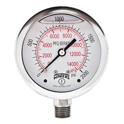 LF / SS 2.5'' 0-2000 PSI / KPA 1 / 4'' BOTTOM