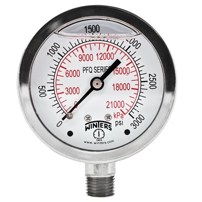 LF / SS 2.5'' 0-3000 PSI / KPA 1 / 4'' BOTTOM