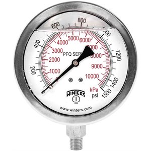 QUAL LF / SS 4''x1 / 4''NPT BTM 0 / 1500 PSI / KPA