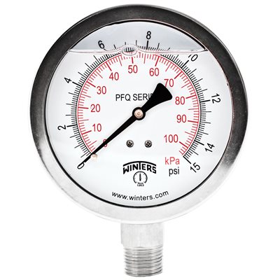 QUAL LF / SS 4''x1 / 2''NPT BTM 0 / 15 PSI / KPA