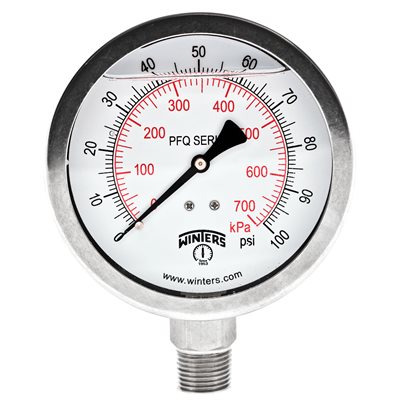 QUAL LF / SS 4''x1 / 2''NPT BTM 0 / 100 PSI / KPA