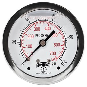 2.5'' DIAL, 0 / 100 PSI / KPA, 1 / 4'' BACK CONNECTION