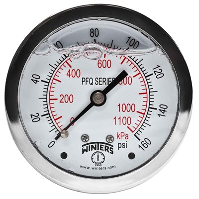 LF / SS 2.5" 0-160 PSI / KPA 1 / 4" NPT BACK