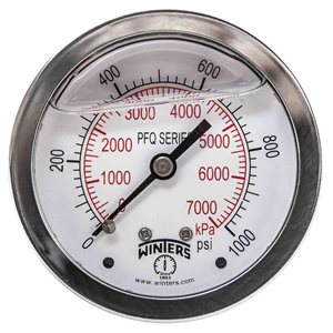 LF / SS 2.5" 0-1000 PSI / KPA 1 / 4" NPT BACK