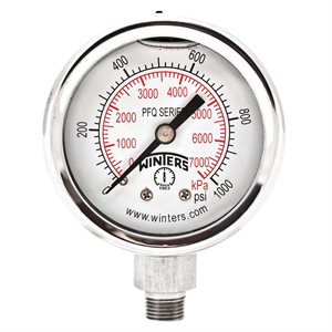 2'' x 1 / 8'' NPT BTM SS, 0-1,000 PSI / KPA, GLYCERIN FILLED