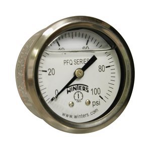 2'' x 1 / 8'' NPT BCK SS, 0-100 PSI, GLYCERIN FILLED